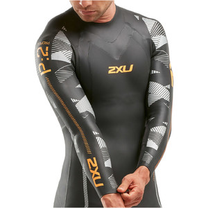 2022 2XU Hommes P:2 Propel Swim Combinaison Noprne MW4990C - Black / Orange Fizz